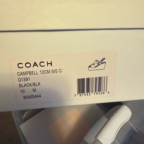 Coach Campbell Brown Leather Wood Signature C Platform Wedge Sandal 10M Shoe - Picture 5 of 5